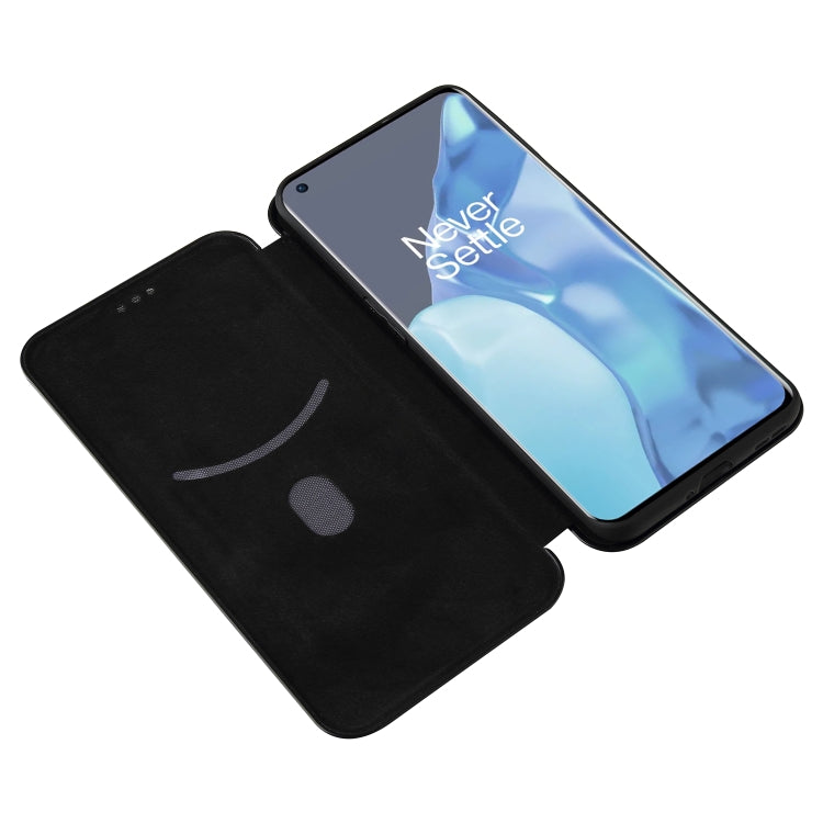 Carbon Fiber Texture Magnetic Horizontal Flip TPU + PC + PU Leather Case with Card Slot, For OnePlus 9 Pro