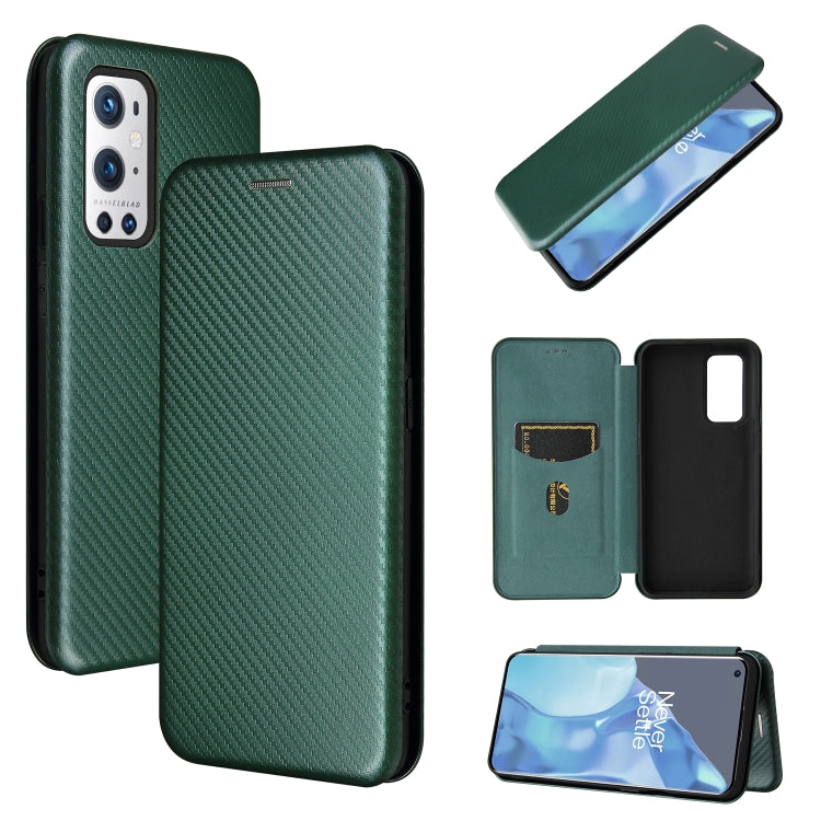 Carbon Fiber Texture Magnetic Horizontal Flip TPU + PC + PU Leather Case with Card Slot, For OnePlus 9 Pro