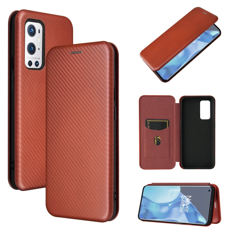 Carbon Fiber Texture Magnetic Horizontal Flip TPU + PC + PU Leather Case with Card Slot, For OnePlus 9 Pro