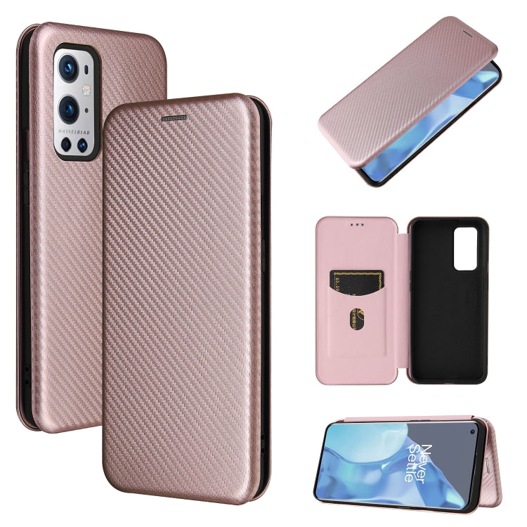 Carbon Fiber Texture Magnetic Horizontal Flip TPU + PC + PU Leather Case with Card Slot, For OnePlus 9 Pro