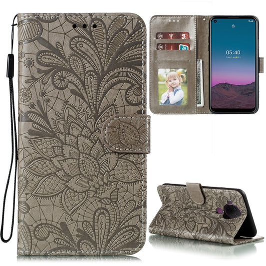 Lace Flower Embossing Pattern Horizontal Flip Leather Case with Holder & Card Slots & Wallet & Photo Frame, For Nokia 5.4, For Nokia 8.3 5G
