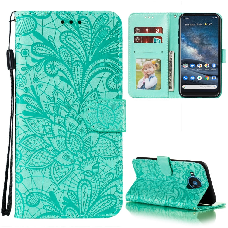 Lace Flower Embossing Pattern Horizontal Flip Leather Case with Holder & Card Slots & Wallet & Photo Frame, For Nokia 5.4, For Nokia 8.3 5G