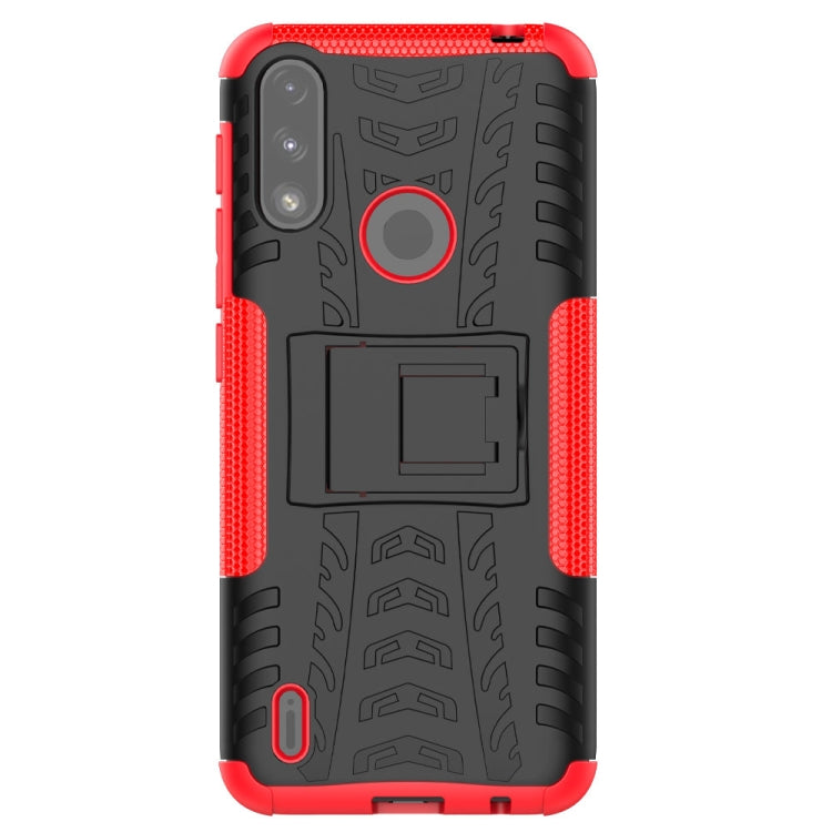 Tire Texture Shockproof TPU+PC Protective Case with Holder, For Motorola Moto E7 Power, For Motorola Moto G Power (2021), For Motorola Moto G30, For Motorola Moto G Play (2021)