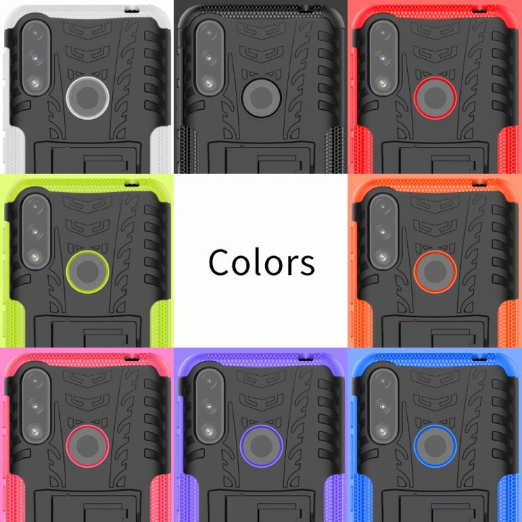 Tire Texture Shockproof TPU+PC Protective Case with Holder, For Motorola Moto E7 Power, For Motorola Moto G Power (2021), For Motorola Moto G30, For Motorola Moto G Play (2021)