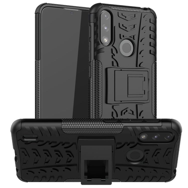 Tire Texture Shockproof TPU+PC Protective Case with Holder, For Motorola Moto E7 Power, For Motorola Moto G Power (2021), For Motorola Moto G30, For Motorola Moto G Play (2021)