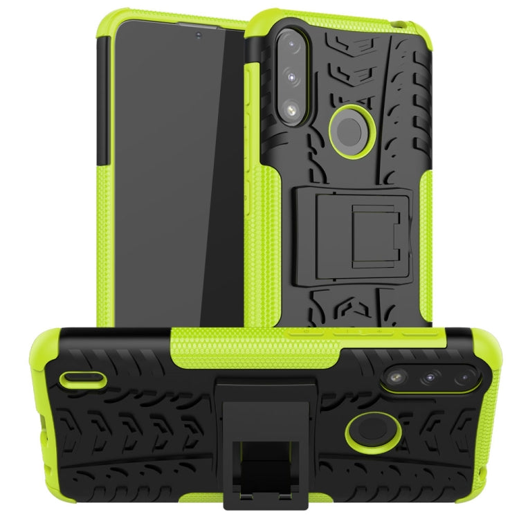 Tire Texture Shockproof TPU+PC Protective Case with Holder, For Motorola Moto E7 Power, For Motorola Moto G Power (2021), For Motorola Moto G30, For Motorola Moto G Play (2021)