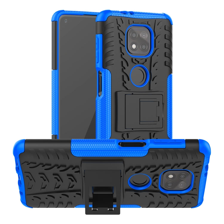 Tire Texture Shockproof TPU+PC Protective Case with Holder, For Motorola Moto E7 Power, For Motorola Moto G Power (2021), For Motorola Moto G30, For Motorola Moto G Play (2021)