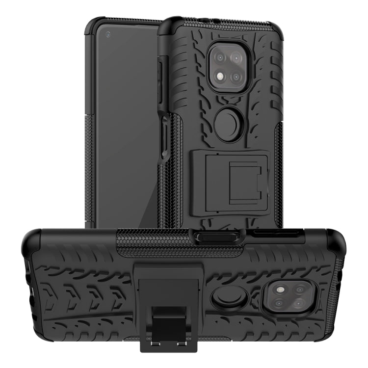 Tire Texture Shockproof TPU+PC Protective Case with Holder, For Motorola Moto E7 Power, For Motorola Moto G Power (2021), For Motorola Moto G30, For Motorola Moto G Play (2021)