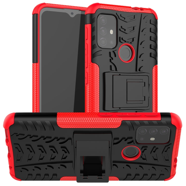 Tire Texture Shockproof TPU+PC Protective Case with Holder, For Motorola Moto E7 Power, For Motorola Moto G Power (2021), For Motorola Moto G30, For Motorola Moto G Play (2021)