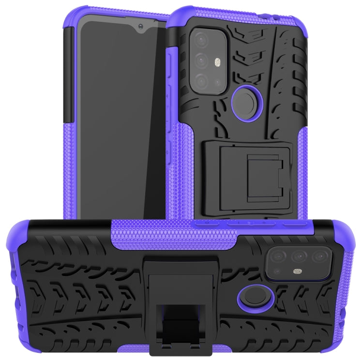 Tire Texture Shockproof TPU+PC Protective Case with Holder, For Motorola Moto E7 Power, For Motorola Moto G Power (2021), For Motorola Moto G30, For Motorola Moto G Play (2021)