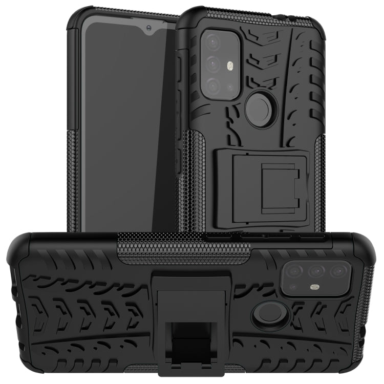 Tire Texture Shockproof TPU+PC Protective Case with Holder, For Motorola Moto E7 Power, For Motorola Moto G Power (2021), For Motorola Moto G30, For Motorola Moto G Play (2021)