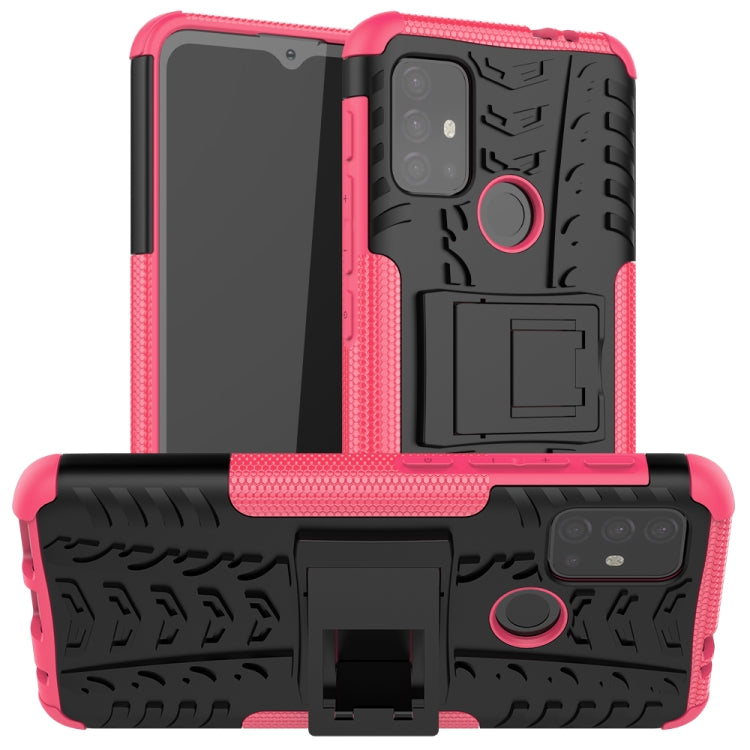 Tire Texture Shockproof TPU+PC Protective Case with Holder, For Motorola Moto E7 Power, For Motorola Moto G Power (2021), For Motorola Moto G30, For Motorola Moto G Play (2021)