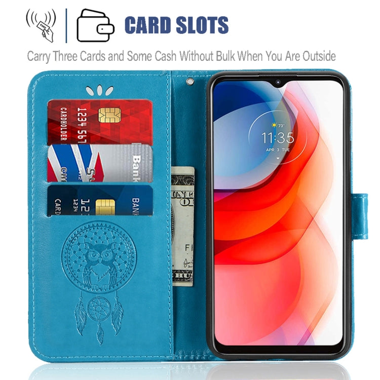 Wind Chime Owl Embossing Pattern Horizontal Flip Leather Case with Holder & Card Slots & Wallet, For Motorola Moto G Play (2021)