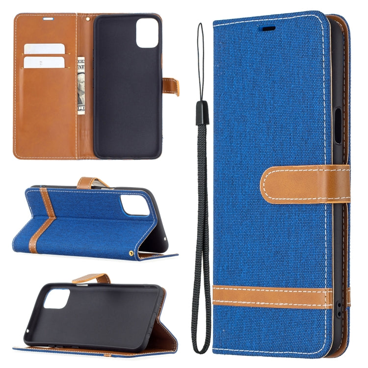 Color Matching Denim Texture Horizontal Flip Leather Case with Holder & Card Slots & Wallet & Lanyard, For LG K42, For Xiaomi Redmi Note 10 Pro, For Samsung Galaxy A02