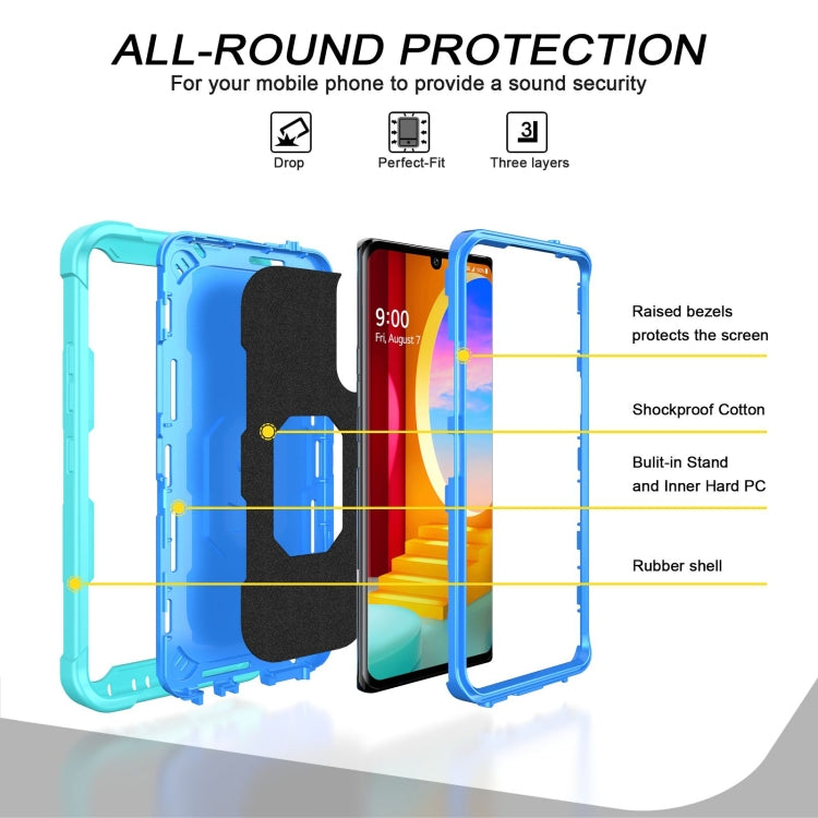 PC + Rubber 3-layers Shockproof Protective Case with Rotating Holder, For LG Velvet