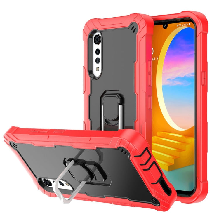 PC + Rubber 3-layers Shockproof Protective Case with Rotating Holder, For LG Velvet