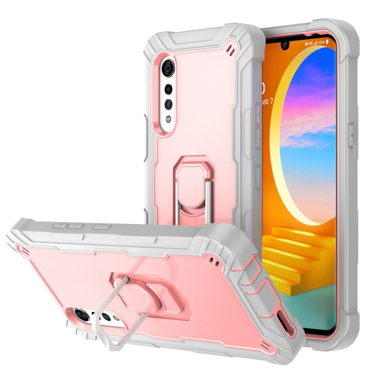 PC + Rubber 3-layers Shockproof Protective Case with Rotating Holder, For LG Velvet