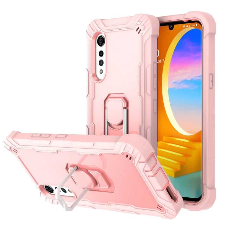 PC + Rubber 3-layers Shockproof Protective Case with Rotating Holder, For LG Velvet