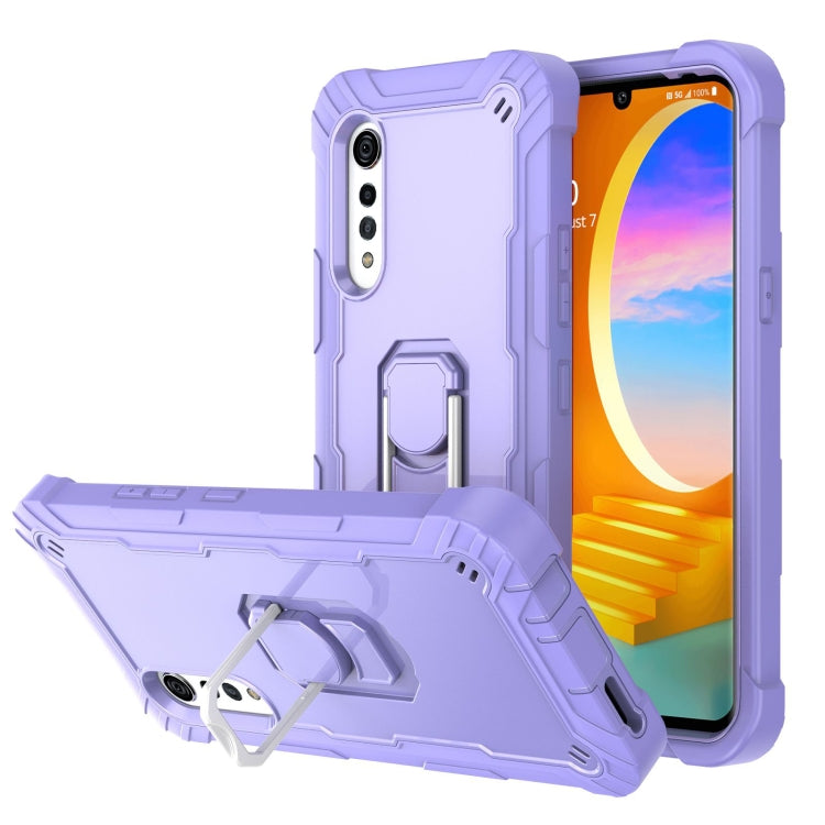 PC + Rubber 3-layers Shockproof Protective Case with Rotating Holder, For LG Velvet