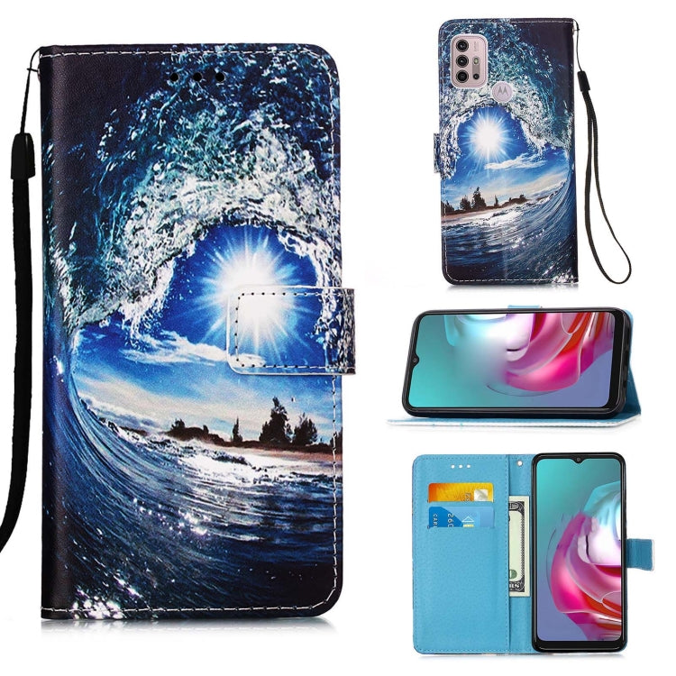 Colored Drawing Pattern Plain Weave Horizontal Flip Leather Case with Holder & Card Slot & Wallet & Lanyard, For Motorola Moto E7 Power, For Motorola Moto G30 / G10 / G10 Power