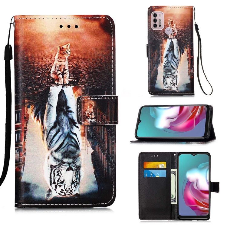 Colored Drawing Pattern Plain Weave Horizontal Flip Leather Case with Holder & Card Slot & Wallet & Lanyard, For Motorola Moto E7 Power, For Motorola Moto G30 / G10 / G10 Power