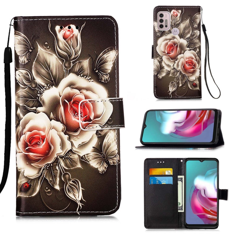 Colored Drawing Pattern Plain Weave Horizontal Flip Leather Case with Holder & Card Slot & Wallet & Lanyard, For Motorola Moto E7 Power, For Motorola Moto G30 / G10 / G10 Power