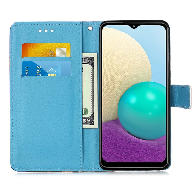 Colored Drawing Pattern Plain Weave Horizontal Flip Leather Case with Holder & Card Slot & Wallet & Lanyard, For Samsung Galaxy A02 / M02 (Global), For Samsung Galaxy A22 5G  (US Version)