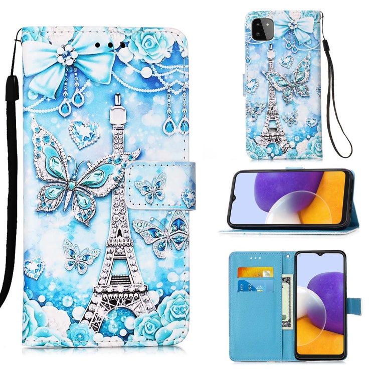 Colored Drawing Pattern Plain Weave Horizontal Flip Leather Case with Holder & Card Slot & Wallet & Lanyard, For Samsung Galaxy A02 / M02 (Global), For Samsung Galaxy A22 5G  (US Version)