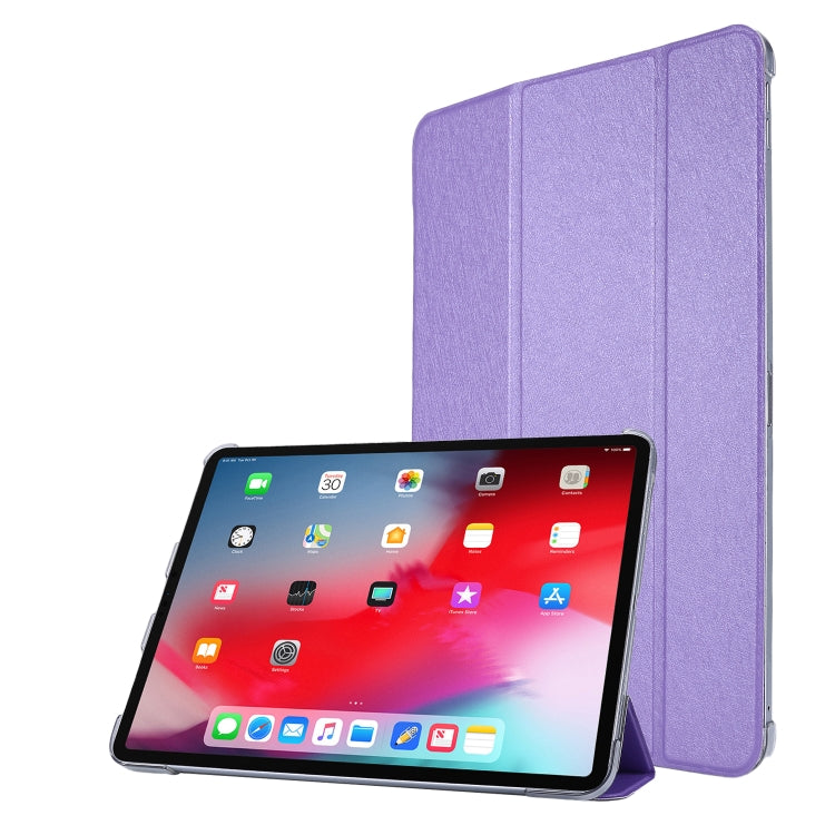 Silk Texture Three-fold Horizontal Flip Leather Case with Holder & Pen Slot, For iPad Pro 11 (2021)