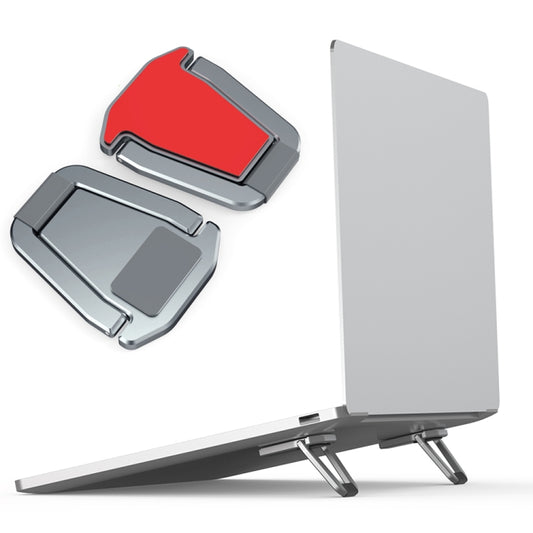 2 PCS R-JUST HZ07 Universal Stickable Shield Shape Aluminum Alloy Laptop Foldable Stand, HZ07 Gray