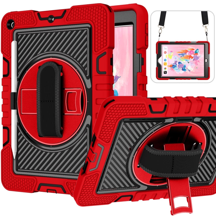 360 Degree Rotation Contrast Color Shockproof Silicone + PC Case with Holder & Hand Grip Strap & Shoulder Strap, For iPad 9.7 2018 / 2017, For iPad 10.2 2021 / 2020 / 2019, For iPad 10.9 / Pro 11 2020 / 2021 / 2018