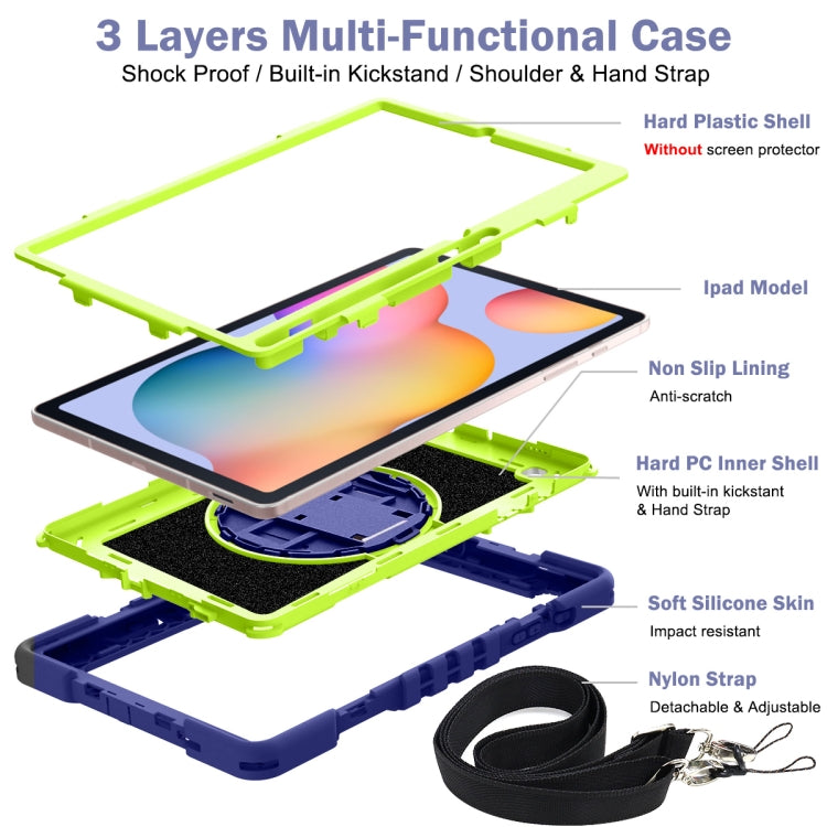 360 Degree Rotation Contrast Color Shockproof Silicone + PC Case with Holder & Hand Grip Strap & Shoulder Strap, For Samsung Galaxy Tab S6 Lite P610/P615, For Samsung Galaxy Tab A 10.1 2019 T515, For Samsung Galaxy Tab A 8.0 2019 T290������������������...