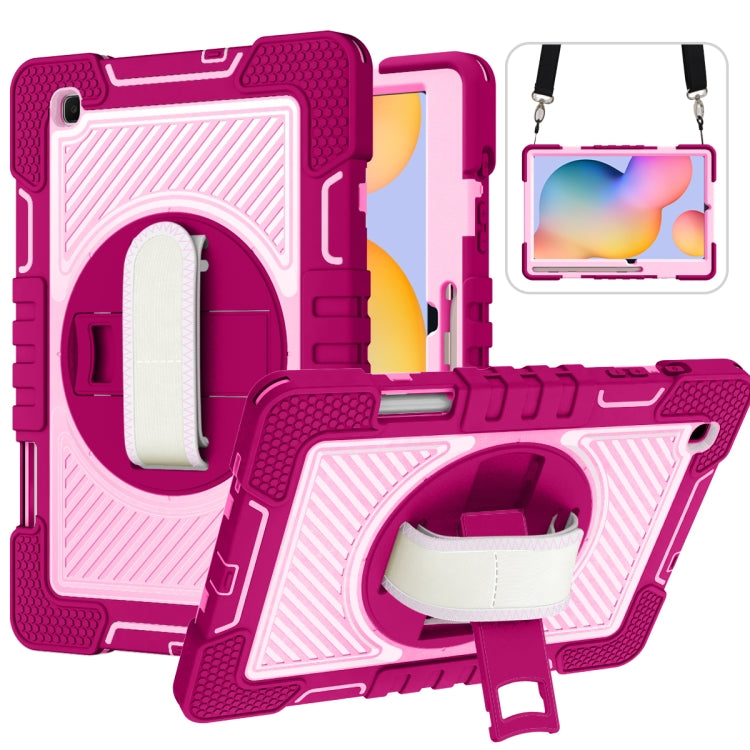 360 Degree Rotation Contrast Color Shockproof Silicone + PC Case with Holder & Hand Grip Strap & Shoulder Strap, For iPad 9.7 2018 / 2017, For iPad 10.2 2021 / 2020 / 2019, For iPad 10.9 / Pro 11 2020 / 2021 / 2018