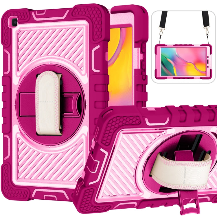 360 Degree Rotation Contrast Color Shockproof Silicone + PC Case with Holder & Hand Grip Strap & Shoulder Strap, For Samsung Galaxy Tab S6 Lite P610/P615, For Samsung Galaxy Tab A 10.1 2019 T515, For Samsung Galaxy Tab A 8.0 2019 T290������������������...