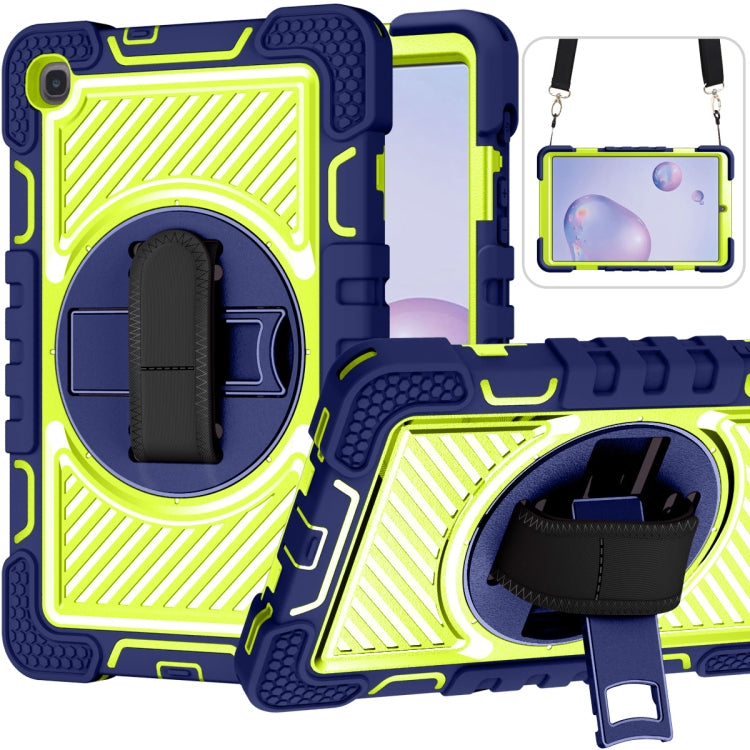 360 Degree Rotation Contrast Color Shockproof Silicone + PC Case with Holder & Hand Grip Strap & Shoulder Strap, For Samsung Galaxy Tab S6 Lite P610/P615, For Samsung Galaxy Tab A 10.1 2019 T515, For Samsung Galaxy Tab A 8.0 2019 T290������������������...