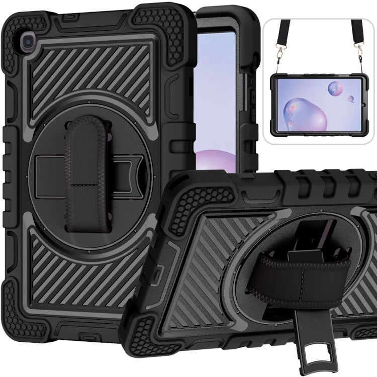 360 Degree Rotation Contrast Color Shockproof Silicone + PC Case with Holder & Hand Grip Strap & Shoulder Strap, For Samsung Galaxy Tab S6 Lite P610/P615, For Samsung Galaxy Tab A 10.1 2019 T515, For Samsung Galaxy Tab A 8.0 2019 T290������������������...