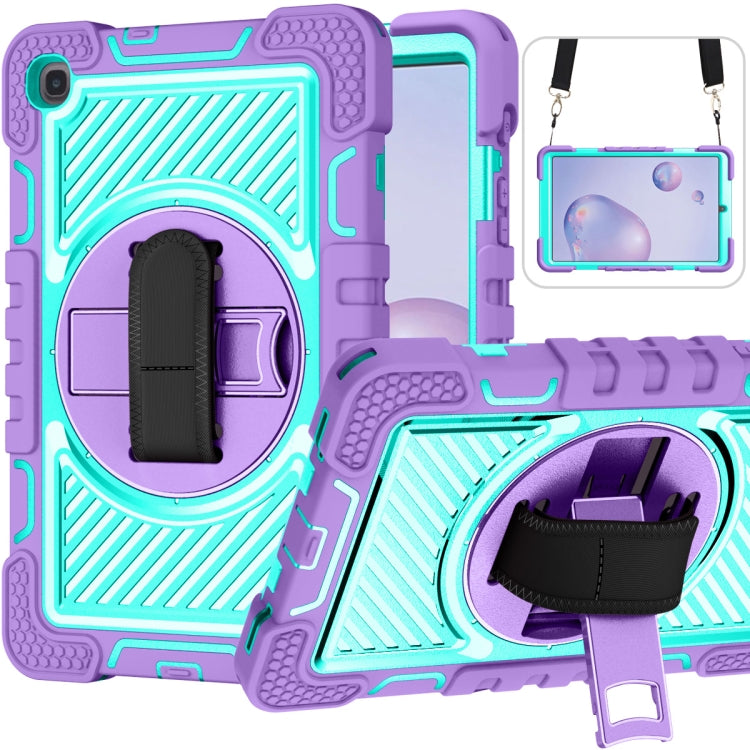 360 Degree Rotation Contrast Color Shockproof Silicone + PC Case with Holder & Hand Grip Strap & Shoulder Strap, For Samsung Galaxy Tab S6 Lite P610/P615, For Samsung Galaxy Tab A 10.1 2019 T515, For Samsung Galaxy Tab A 8.0 2019 T290������������������...