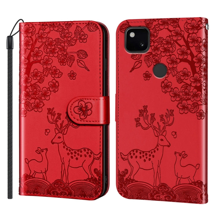 Sika Deer Embossing Pattern Horizontal Flip PU Leather Case with Holder & Card Slot & Wallet & Photo Frame, For Google Pixel 4a, For Google Pixel 4a 5G, For Google Pixel 5, For Google Pixel 6, For Sony Xperia 5 II, For Sony Xperia 5 III