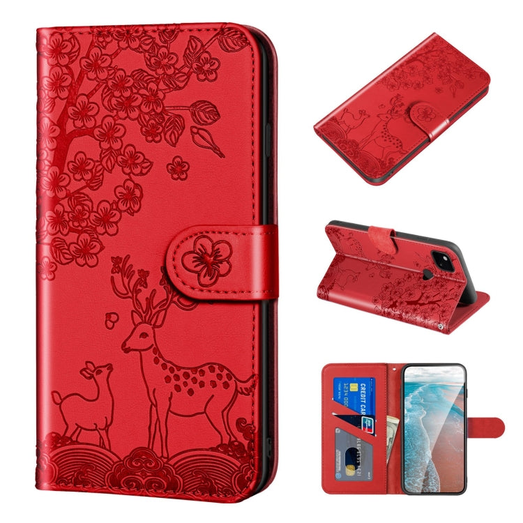 Sika Deer Embossing Pattern Horizontal Flip PU Leather Case with Holder & Card Slot & Wallet & Photo Frame, For Google Pixel 4a, For Google Pixel 4a 5G, For Google Pixel 5, For Google Pixel 6, For Sony Xperia 5 II, For Sony Xperia 5 III