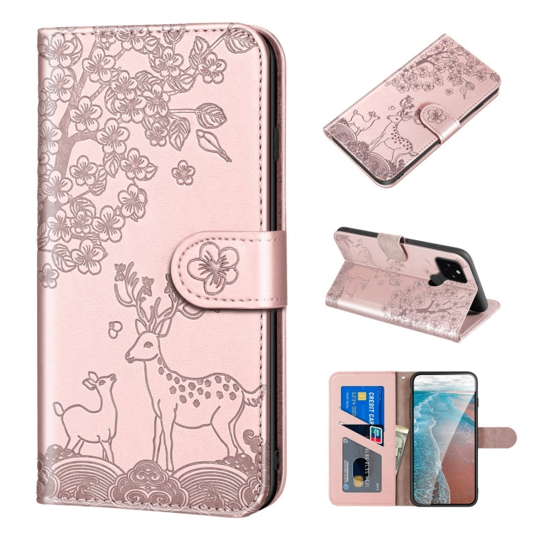 Sika Deer Embossing Pattern Horizontal Flip PU Leather Case with Holder & Card Slot & Wallet & Photo Frame, For Google Pixel 4a, For Google Pixel 4a 5G, For Google Pixel 5, For Google Pixel 6, For Sony Xperia 5 II, For Sony Xperia 5 III