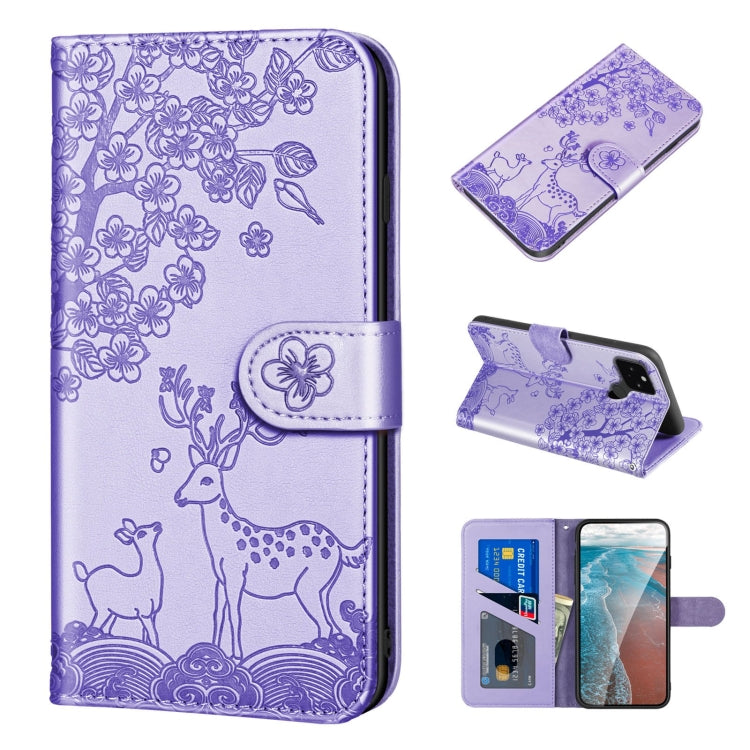 Sika Deer Embossing Pattern Horizontal Flip PU Leather Case with Holder & Card Slot & Wallet & Photo Frame, For Google Pixel 4a, For Google Pixel 4a 5G, For Google Pixel 5, For Google Pixel 6, For Sony Xperia 5 II, For Sony Xperia 5 III