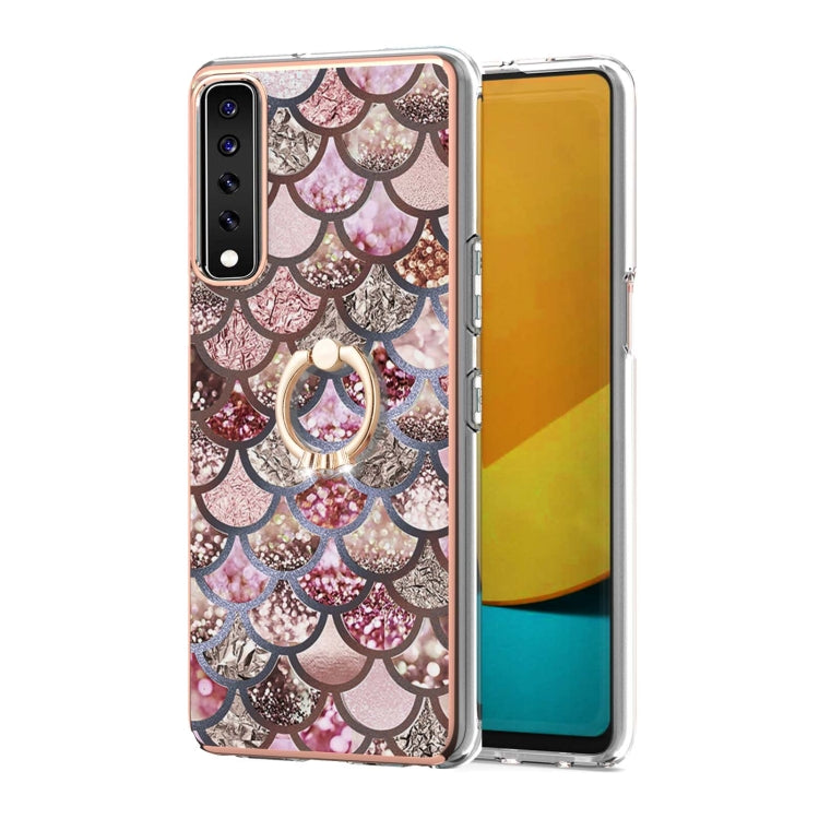 Electroplating Pattern IMD TPU Shockproof Case with Rhinestone Ring Holder, For LG Stylo 7 4G, For LG Stylo 7 5G, For LG Velvet 4G / Velvet 5G / G9