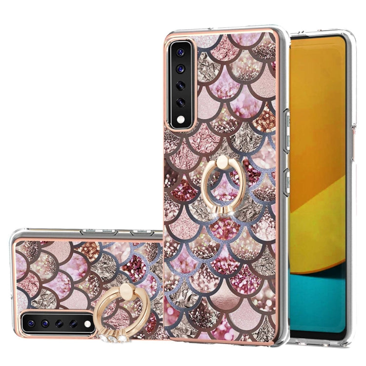 Electroplating Pattern IMD TPU Shockproof Case with Rhinestone Ring Holder, For LG Stylo 7 4G, For LG Stylo 7 5G, For LG Velvet 4G / Velvet 5G / G9