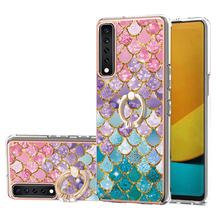 Electroplating Pattern IMD TPU Shockproof Case with Rhinestone Ring Holder, For LG Stylo 7 4G, For LG Stylo 7 5G, For LG Velvet 4G / Velvet 5G / G9