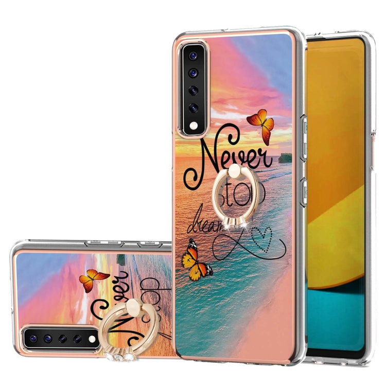 Electroplating Pattern IMD TPU Shockproof Case with Rhinestone Ring Holder, For LG Stylo 7 4G, For LG Stylo 7 5G, For LG Velvet 4G / Velvet 5G / G9