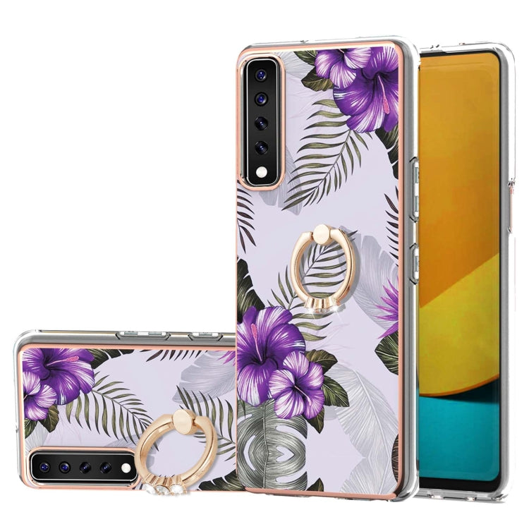 Electroplating Pattern IMD TPU Shockproof Case with Rhinestone Ring Holder, For LG Stylo 7 4G, For LG Stylo 7 5G, For LG Velvet 4G / Velvet 5G / G9