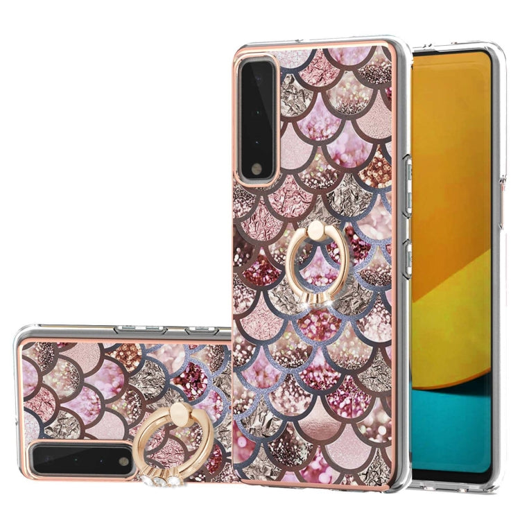 Electroplating Pattern IMD TPU Shockproof Case with Rhinestone Ring Holder, For LG Stylo 7 4G, For LG Stylo 7 5G, For LG Velvet 4G / Velvet 5G / G9