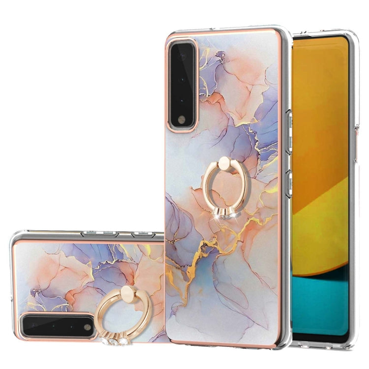 Electroplating Pattern IMD TPU Shockproof Case with Rhinestone Ring Holder, For LG Stylo 7 4G, For LG Stylo 7 5G, For LG Velvet 4G / Velvet 5G / G9