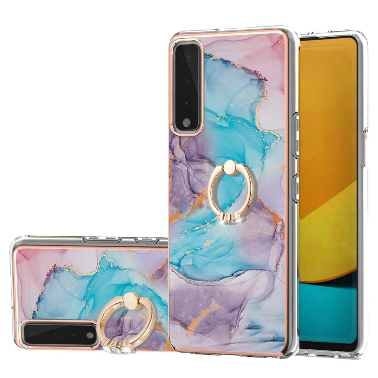 Electroplating Pattern IMD TPU Shockproof Case with Rhinestone Ring Holder, For LG Stylo 7 4G, For LG Stylo 7 5G, For LG Velvet 4G / Velvet 5G / G9