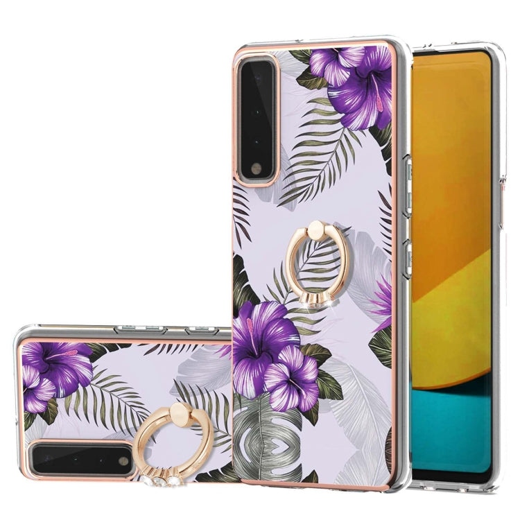 Electroplating Pattern IMD TPU Shockproof Case with Rhinestone Ring Holder, For LG Stylo 7 4G, For LG Stylo 7 5G, For LG Velvet 4G / Velvet 5G / G9